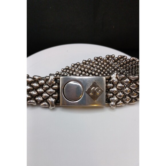 Sergio Gutierrez Liquid Metal Silver Mesh Cuff Bracelet Signed SG - Picture 13 of 14